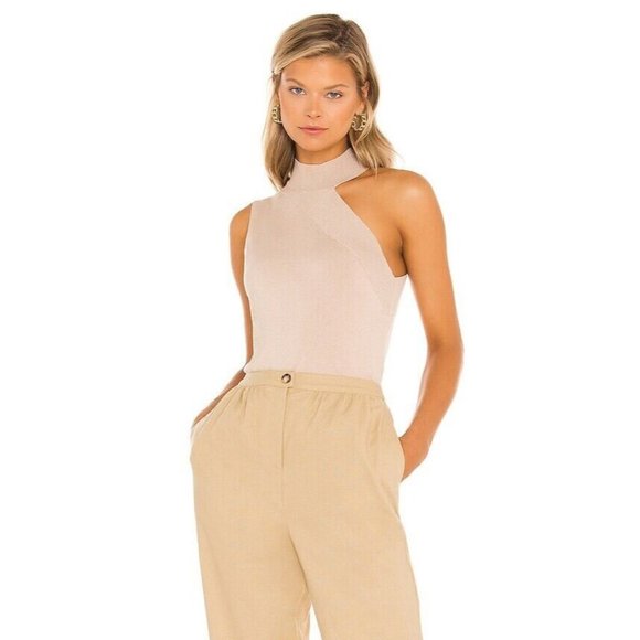 525 One Shoulder Turtleneck Tank Top Oat - Picture 1 of 6
